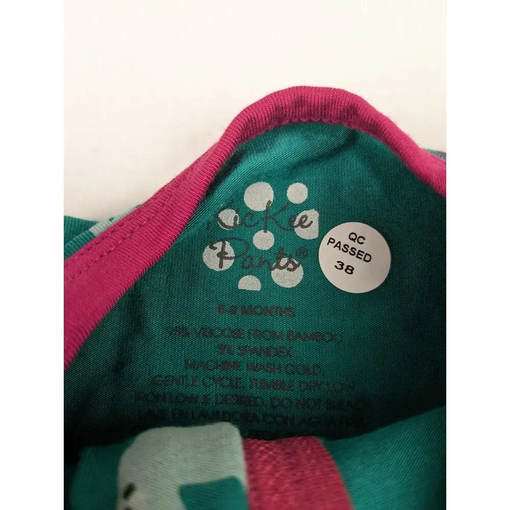 Kickee Pants Aqua & Magenta Santa Dogs Footie 6-9 Months